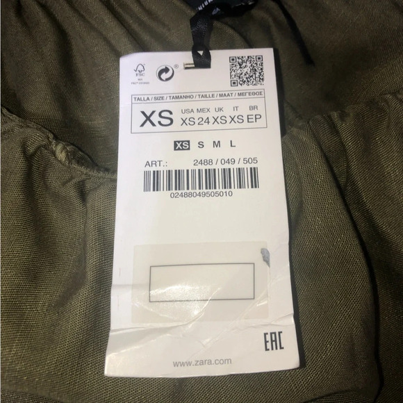 5/$25 
Zara Women Romper Khaki Army Green XS  Ruffle On/Off Shoulder Lyocell - Picture 3 of 7